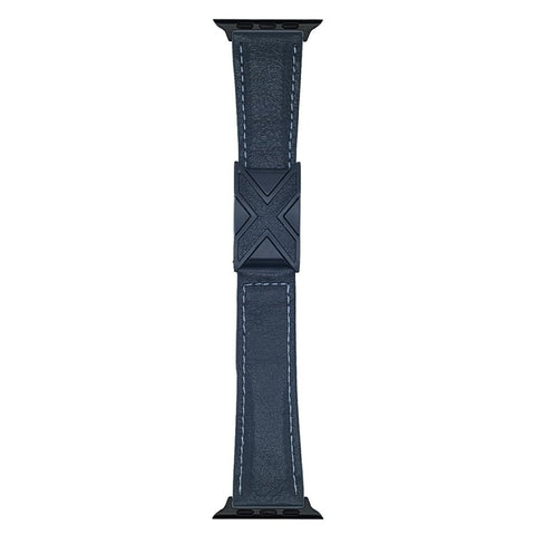 Genuine Leather Watch Band For Apple Watch Series 11 10 42mm / 9 8 7 41mm / SE3 SE2 SE 6 5 4 40mm / 3 2 1 38mm Strap with Magnetic Clasp X-Buckle