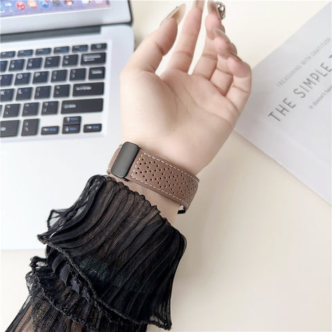 22mm Replacement Strap for Huawei Watch GT 5 46mm Magnetic Buckle Genuine Leather Watch Band with Multi Hole