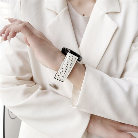 22mm Replacement Strap for Huawei Watch GT 5 46mm Magnetic Buckle Genuine Leather Watch Band with Multi Hole