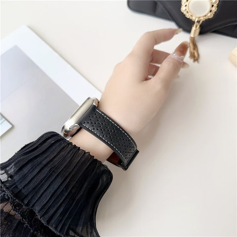 Replacement Strap for Apple Watch Ultra 3 2 1 49mm / Series 11 10 46mm / 9 8 7 45mm / SE3 SE2 SE 6 5 4 44mm / 3 2 1 42mm Magnetic Buckle Genuine Leather Watch Band