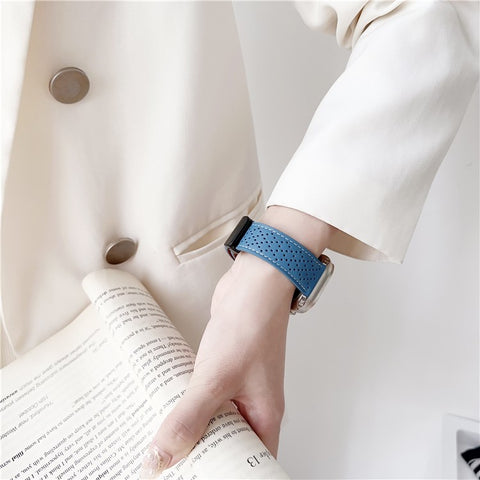 Replacement Strap for Apple Watch Ultra 3 2 1 49mm / Series 11 10 46mm / 9 8 7 45mm / SE3 SE2 SE 6 5 4 44mm / 3 2 1 42mm Magnetic Buckle Genuine Leather Watch Band