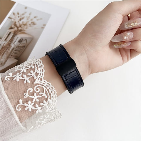 20mm Watch Band for Samsung Galaxy Watch7 44mm / 40mm Bamboo Texture PU Covered Silicone Strap with Magnetic Buckle