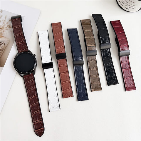 20mm Watch Band for Samsung Galaxy Watch7 44mm / 40mm Bamboo Texture PU Covered Silicone Strap with Magnetic Buckle