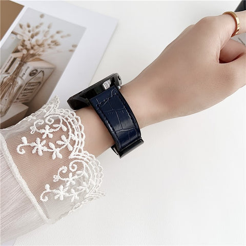 22mm Watch Band for Huawei Watch GT 5 46mm Bamboo Texture PU Covered Silicone Strap with Magnetic Buckle