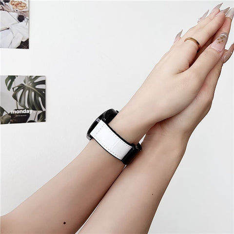 22mm Watch Band for Huawei Watch GT 5 46mm Bamboo Texture PU Covered Silicone Strap with Magnetic Buckle