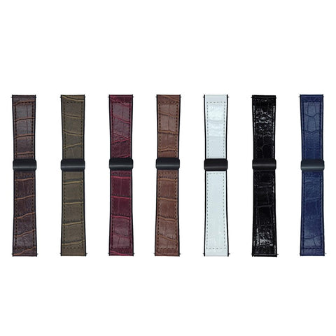 22mm Watch Band for Huawei Watch GT 5 46mm Bamboo Texture PU Covered Silicone Strap with Magnetic Buckle