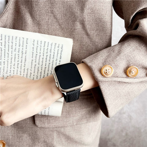 Replacement Strap for Apple Watch Series 11 10 42mm / 9 8 7 41mm / SE3 SE2 SE 6 5 4 40mm / 3 2 1 38mm Bamboo Pattern Leather Watch Band