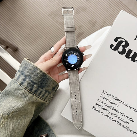 For Huawei Watch GT 5 41mm Watch Band 18mm Braided Checkered Pattern Leather Wrist Strap