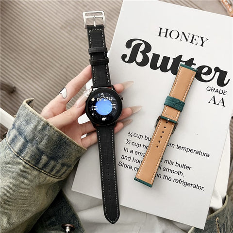 For Huawei Watch GT 5 41mm Watch Band 18mm Braided Checkered Pattern Leather Wrist Strap