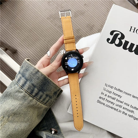 For Huawei Watch GT 5 46mm Watch Band 22mm Braided Checkered Pattern Leather Wrist Strap