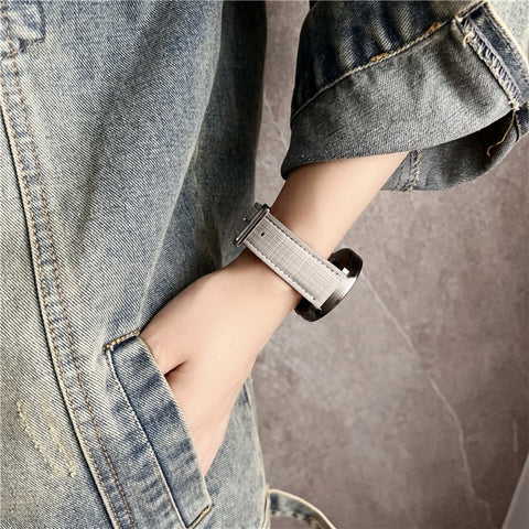 For Huawei Watch GT 5 46mm Watch Band 22mm Braided Checkered Pattern Leather Wrist Strap