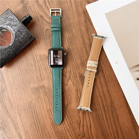 Watch Band For Apple Watch Series 11 10 42mm / 9 8 7 41mm / SE3 SE2 SE 6 5 4 40mm / 3 2 1 38mm Braided Checkered Pattern Leather Wrist Strap