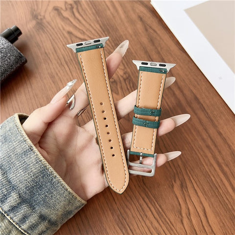 Watch Band For Apple Watch Ultra 3 2 1 49mm / Series 11 10 46mm / 9 8 7 45mm / SE3 SE2 SE 6 5 4 44mm / 3 2 1 42mm Braided Checkered Pattern Leather Wrist Strap