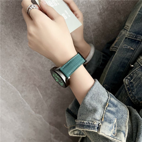 For Huawei Watch GT 5 41mm Watch Band 18mm Braided Checkered Pattern Ring Buckle Leather Wrist Strap