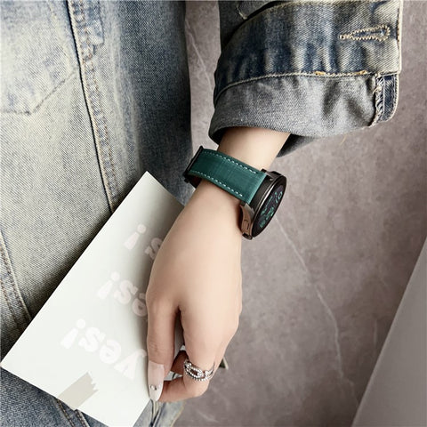 For Samsung Galaxy Watch7 44mm  /  40mm Watch Band 20mm Braided Checkered Pattern Ring Buckle Leather Wrist Strap