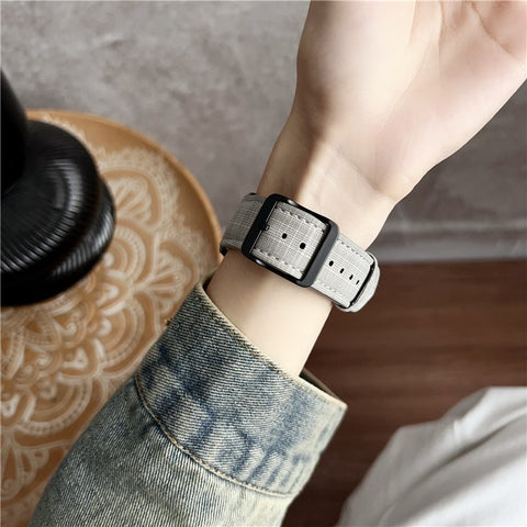 For Huawei Watch GT 5 46mm Watch Band 22mm Braided Checkered Pattern Ring Buckle Leather Wrist Strap