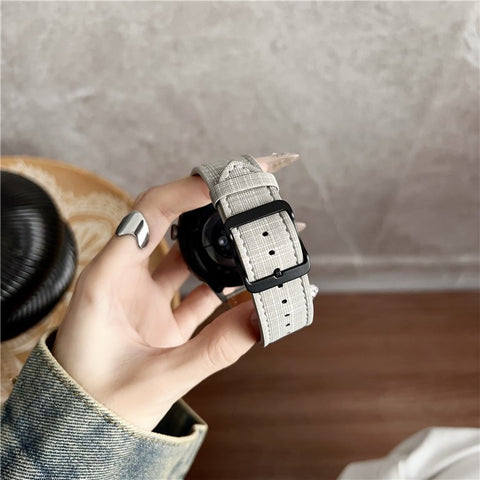 For Huawei Watch GT 5 46mm Watch Band 22mm Braided Checkered Pattern Ring Buckle Leather Wrist Strap
