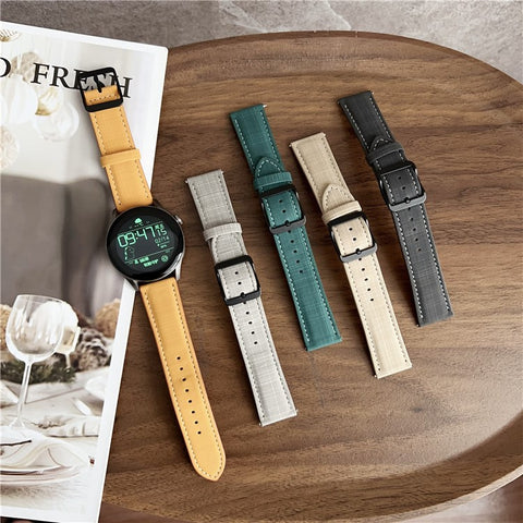 For Huawei Watch GT 5 46mm Watch Band 22mm Braided Checkered Pattern Ring Buckle Leather Wrist Strap