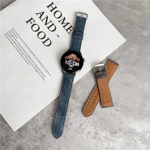 For Samsung Galaxy Watch7  /  Watch6 Watch Bands Universal 20mm Leather Wrist Strap with Steel Buckle