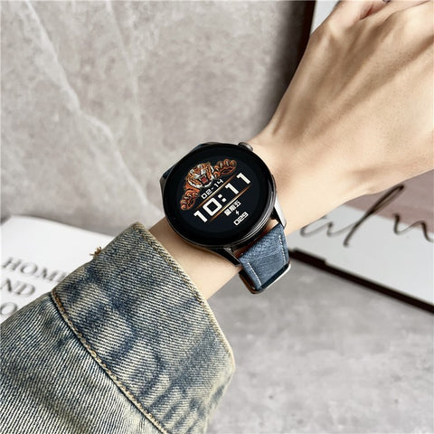For Samsung Galaxy Watch7  /  Watch6 Watch Bands Universal 20mm Leather Wrist Strap with Steel Buckle