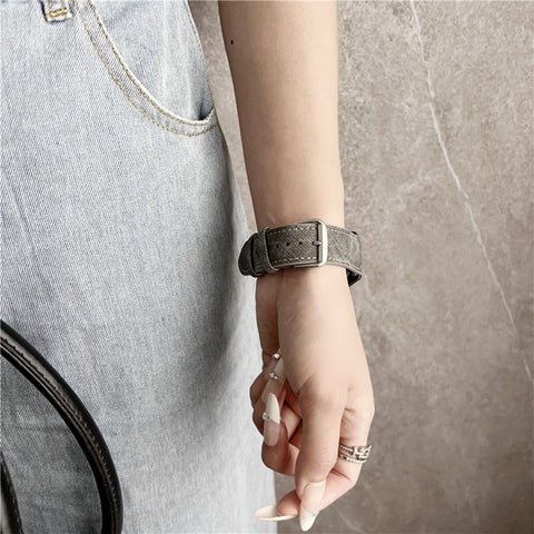 For Samsung Galaxy Watch7  /  Watch6 Watch Bands Universal 20mm Leather Wrist Strap with Steel Buckle