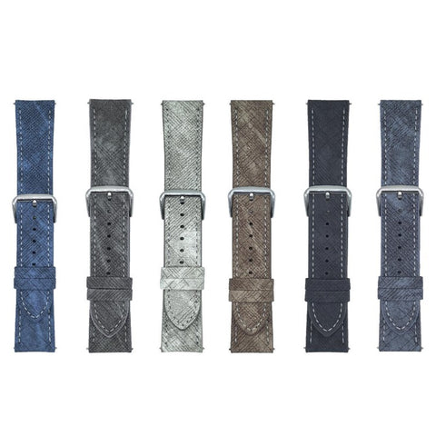 For Samsung Galaxy Watch7  /  Watch6 Watch Bands Universal 20mm Leather Wrist Strap with Steel Buckle