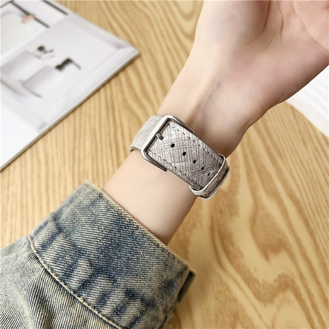 Watch Bands For Apple Watch Series 11 10 42mm / 9 8 7 41mm / SE3 SE2 SE 6 5 4 40mm / 3 2 1 38mm Leather Wrist Strap with Steel Buckle