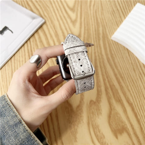 Watch Bands For Apple Watch Series 11 10 42mm / 9 8 7 41mm / SE3 SE2 SE 6 5 4 40mm / 3 2 1 38mm Leather Wrist Strap with Steel Buckle
