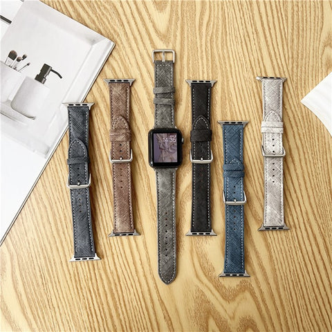 Watch Bands For Apple Watch Series 11 10 42mm / 9 8 7 41mm / SE3 SE2 SE 6 5 4 40mm / 3 2 1 38mm Leather Wrist Strap with Steel Buckle