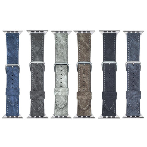 Watch Bands For Apple Watch Ultra 3 2 1 49mm / Series 11 10 46mm / 9 8 7 45mm / SE3 SE2 SE 6 5 4 44mm / 3 2 1 42mm Leather Wrist Strap with Steel Buckle