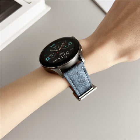 For Samsung Galaxy Watch7  /  Watch6 Bands Universal 20mm Adjustable Leather Watchband Wrist Strap