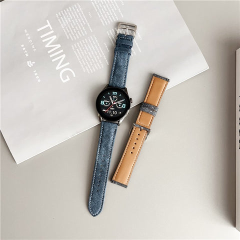 For Samsung Galaxy Watch7  /  Watch6 Bands Universal 20mm Adjustable Leather Watchband Wrist Strap