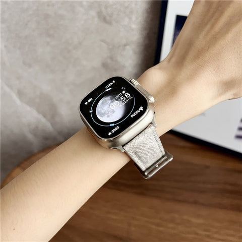 Leather Watchband For Apple Watch Series 11 10 42mm / 9 8 7 41mm / SE3 SE2 SE 6 5 4 40mm / 3 2 1 38mm Wrist Strap Replacement