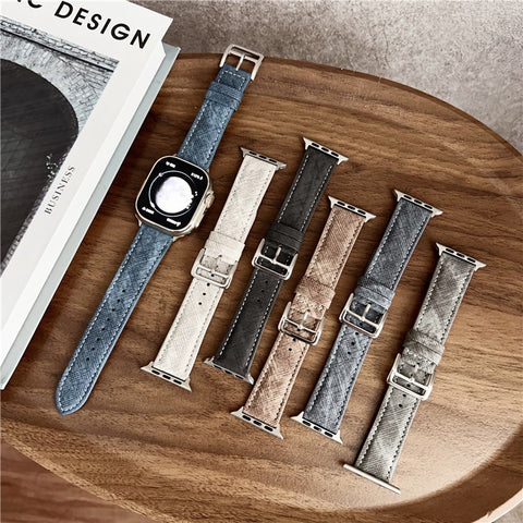 Leather Watchband For Apple Watch Ultra 3 2 1 49mm / Series 11 10 46mm / 9 8 7 45mm / SE3 SE2 SE 6 5 4 44mm / 3 2 1 42mm Wrist Strap Replacement