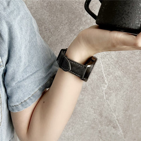 Double Loop Buckle Leather Band For Samsung Galaxy Watch7  /  Watch6 Watch Bands Universal 20mm Strap