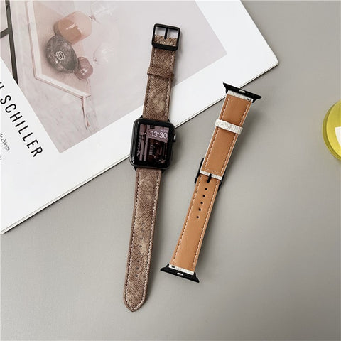 Double Loop Buckle Leather Band For Apple Watch Ultra 3 2 1 49mm / Series 11 10 46mm / 9 8 7 45mm / SE3 SE2 SE 6 5 4 44mm / 3 2 1 42mm Watch Strap