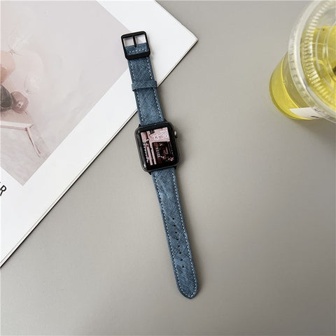 Double Loop Buckle Leather Band For Apple Watch Ultra 3 2 1 49mm / Series 11 10 46mm / 9 8 7 45mm / SE3 SE2 SE 6 5 4 44mm / 3 2 1 42mm Watch Strap
