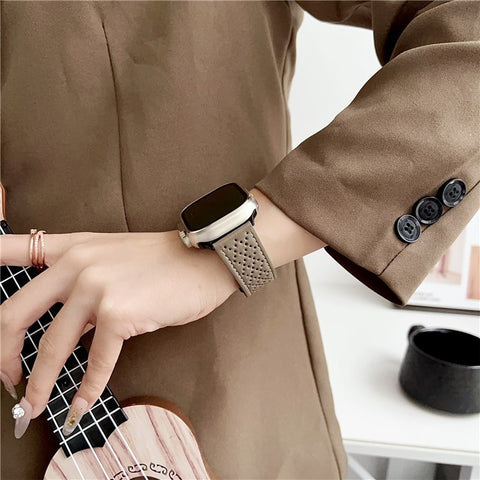 Microfiber Leather Watch Bands For Apple Watch Ultra 3 2 1 49mm / Series 11 10 46mm / 9 8 7 45mm / SE3 SE2 SE 6 5 4 44mm / 3 2 1 42mm Breathable Magnetic Strap