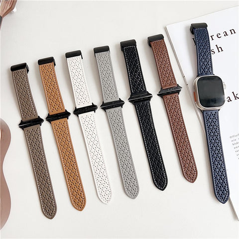 Microfiber Leather Watch Bands For Apple Watch Ultra 3 2 1 49mm / Series 11 10 46mm / 9 8 7 45mm / SE3 SE2 SE 6 5 4 44mm / 3 2 1 42mm Breathable Magnetic Strap