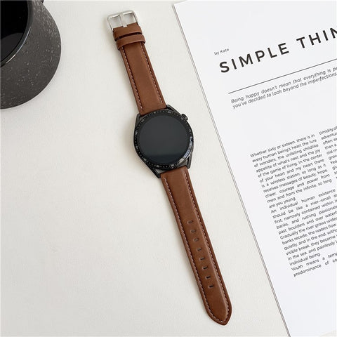 For Samsung Galaxy Watch7 44mm  /  40mm Watch Band 20mm Crazy Horse Texture Leather Wrist Strap