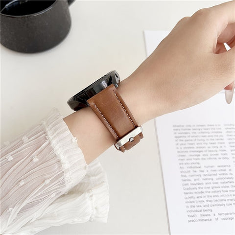 For Samsung Galaxy Watch7 44mm  /  40mm Watch Band 20mm Crazy Horse Texture Leather Wrist Strap