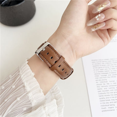 For Samsung Galaxy Watch7 44mm  /  40mm Watch Band 20mm Crazy Horse Texture Leather Wrist Strap