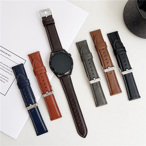For Samsung Galaxy Watch7 44mm  /  40mm Watch Band 20mm Crazy Horse Texture Leather Wrist Strap