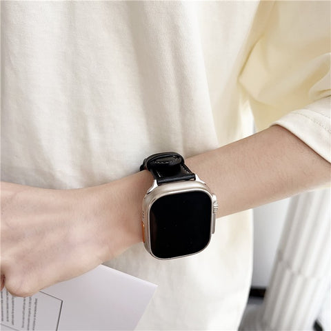 Watch Band For Apple Watch Series 11 10 42mm / 9 8 7 41mm / SE3 SE2 SE 6 5 4 40mm / 3 2 1 38mm Crazy Horse Texture Leather Wrist Strap