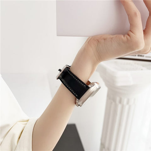 Watch Band For Apple Watch Series 11 10 42mm / 9 8 7 41mm / SE3 SE2 SE 6 5 4 40mm / 3 2 1 38mm Crazy Horse Texture Leather Wrist Strap