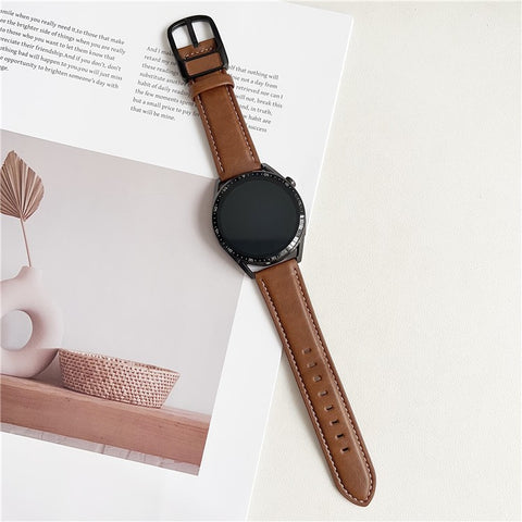 For Samsung Galaxy Watch7 44mm  /  40mm Watch Band 20mm Crazy Horse Texture Waist Pack Buckle Leather Wrist Strap