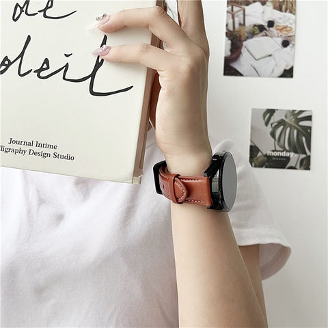 For Samsung Galaxy Watch7 44mm  /  40mm Watch Band 20mm Crazy Horse Texture Waist Pack Buckle Leather Wrist Strap