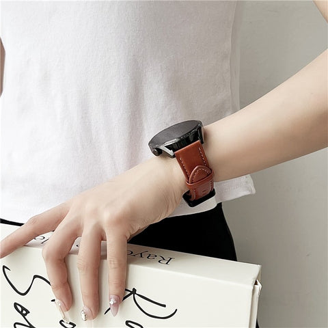 For Samsung Galaxy Watch7 44mm  /  40mm Watch Band 20mm Crazy Horse Texture Waist Pack Buckle Leather Wrist Strap