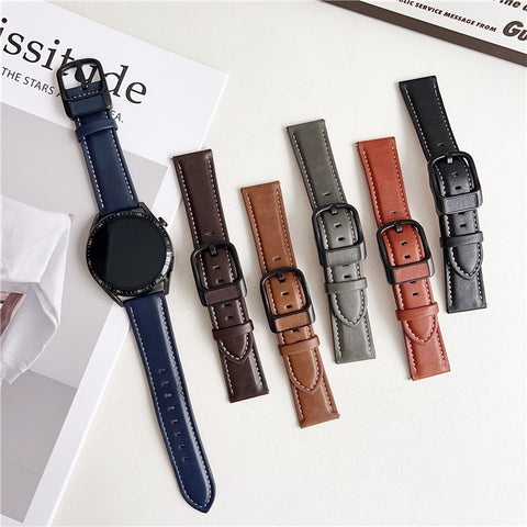 For Huawei Watch GT 5 46mm Watch Band 22mm Crazy Horse Texture Waist Pack Buckle Leather Wrist Strap