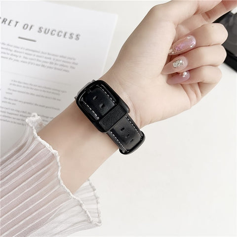 Watch Band For Apple Watch Series 11 10 42mm / 9 8 7 41mm / SE3 SE2 SE 6 5 4 40mm / 3 2 1 38mm Crazy Horse Texture Waist Pack Buckle Leather Strap